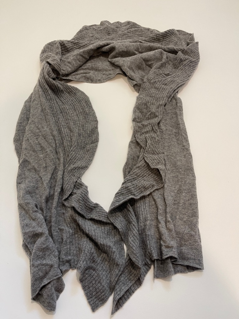 Nordstrom 100% Wool Soft Lightweight Gray Ribbed Scarf